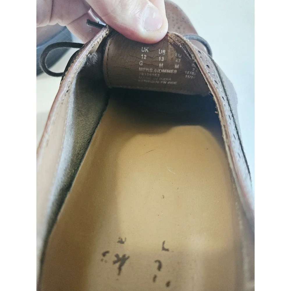 Clarks Kalden Edge Jetshots Brown Leather Shoes Men's Size 13 M